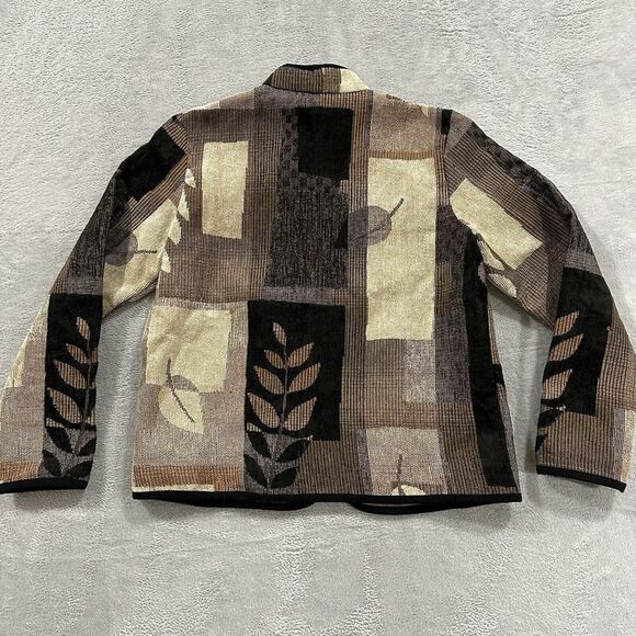 Coldwater Creek Jacket Women's XS Jacquard Patchwork Tapestry Neutral Full Zip - Picture 3 of 7